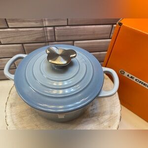 Le Creuset💜🐻Traditional Cocotte Round 14cm with Bear Knob Coastal Blue NIB
